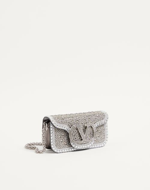 Valentino Garavani - Valentino Garavani Locò Small Shoulder Bag With Rhinestone Appliqué - Crystal - Woman - Shoulder Bags